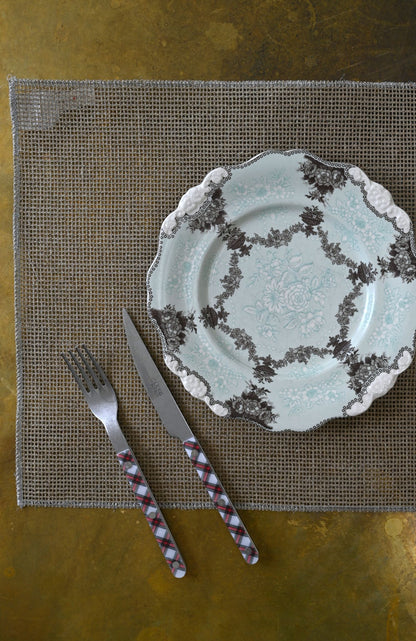 Metallic Border Crosshatch Linen Placemats