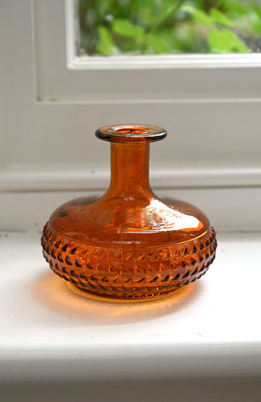Vase texturé en verre recyclé ambré 