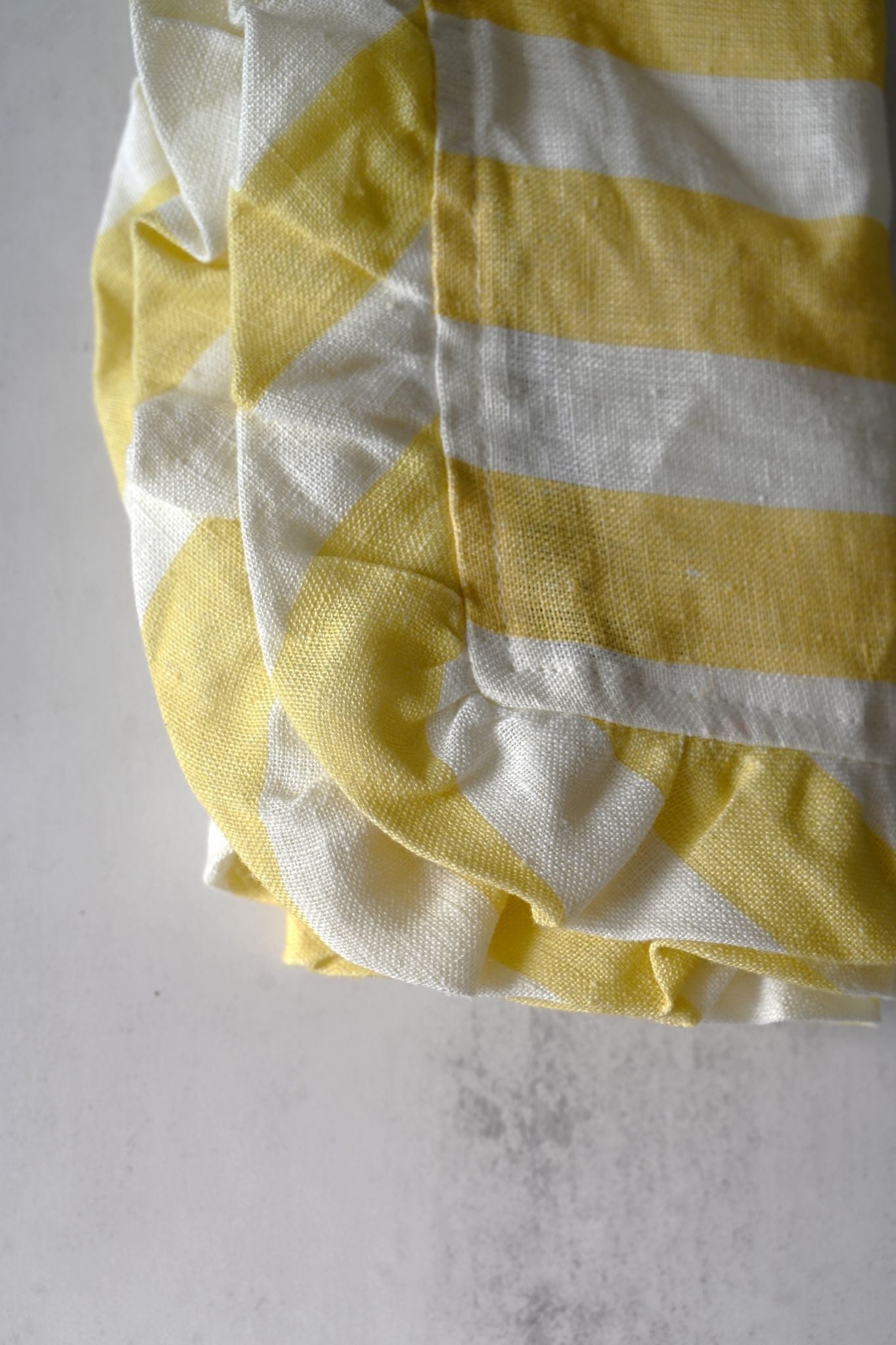 Yellow Striped Linen Ruffle Edge Napkin