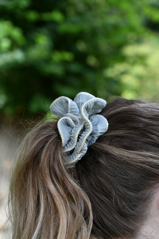 Pale Blue Border Handmade Ballerina Scrunchie
