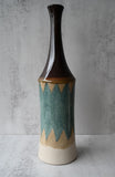 Blaue konische Vase aus Steingut mit Zickzack-Muster 