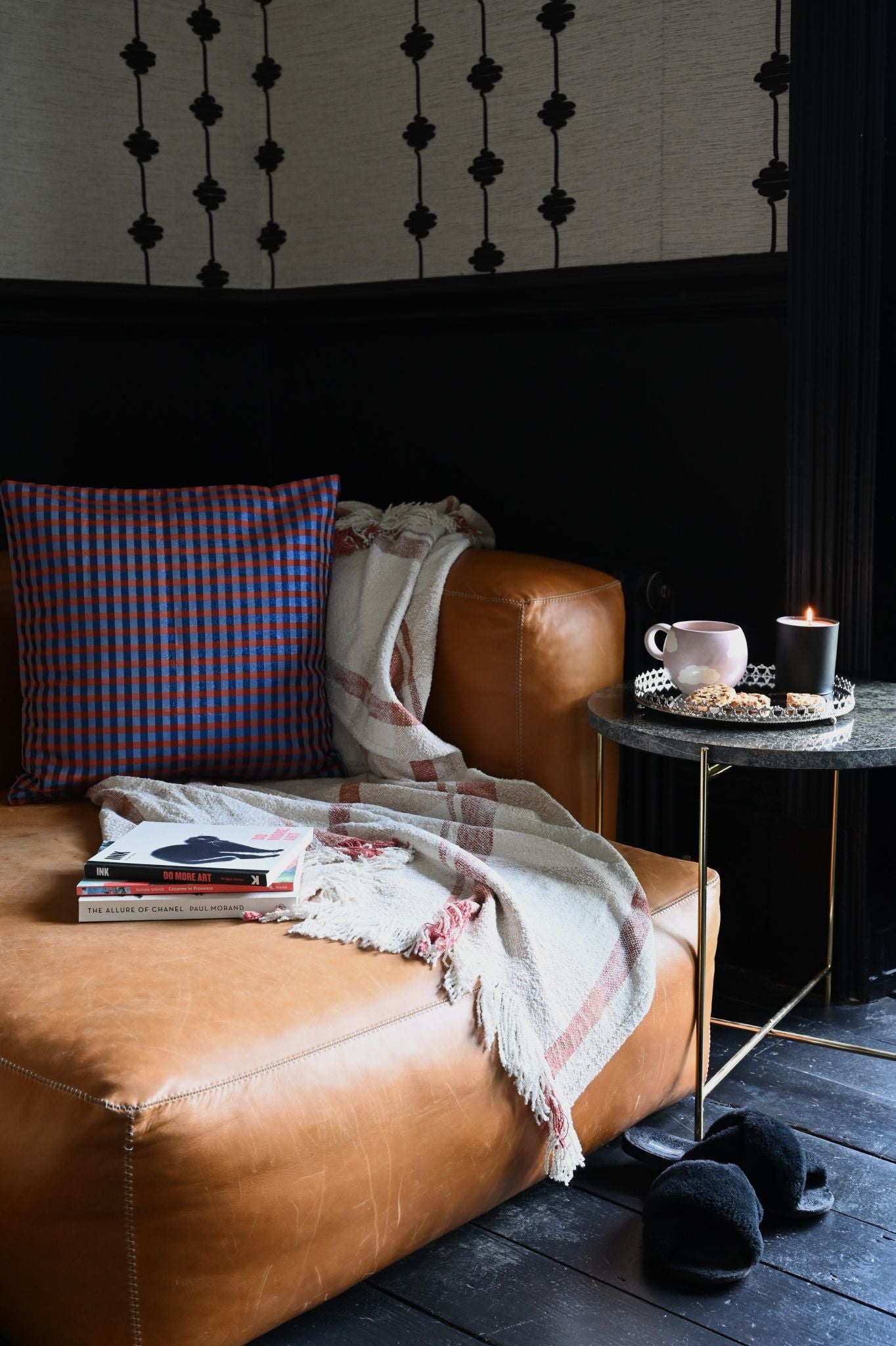 Navy and Orange Gingham Cushion Collection