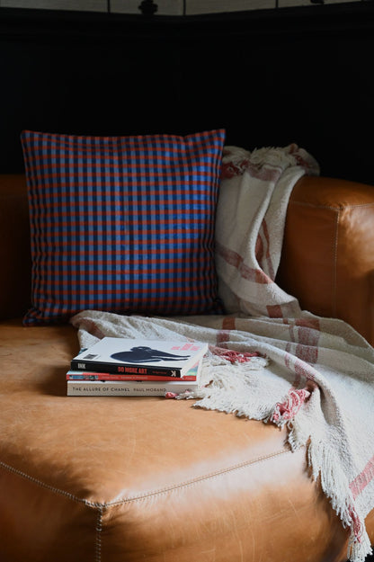 Navy and Orange Gingham Cushion Collection