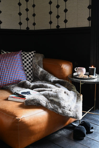 Navy and Orange Gingham Cushion Collection