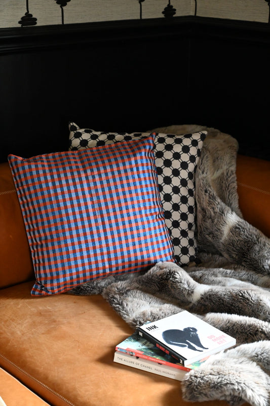 Navy and Orange Gingham Cushion Collection
