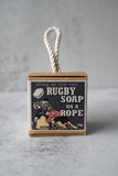 Rugby Ball Soap On A Rope