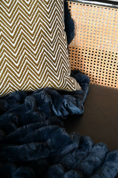 Navy Fluffy Ribbed Throw