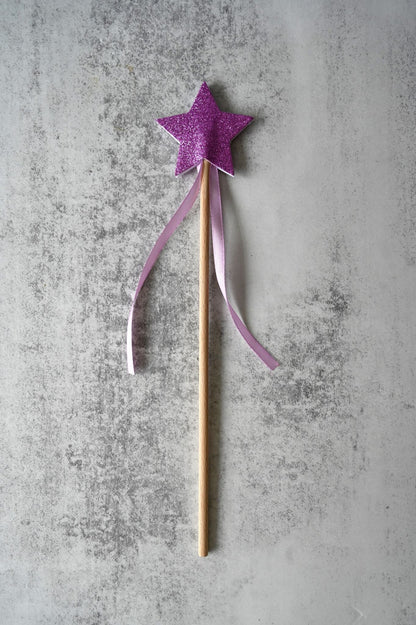 Assorted Glitter Star Wands with Ribbon Streamers for Dress-Up Play