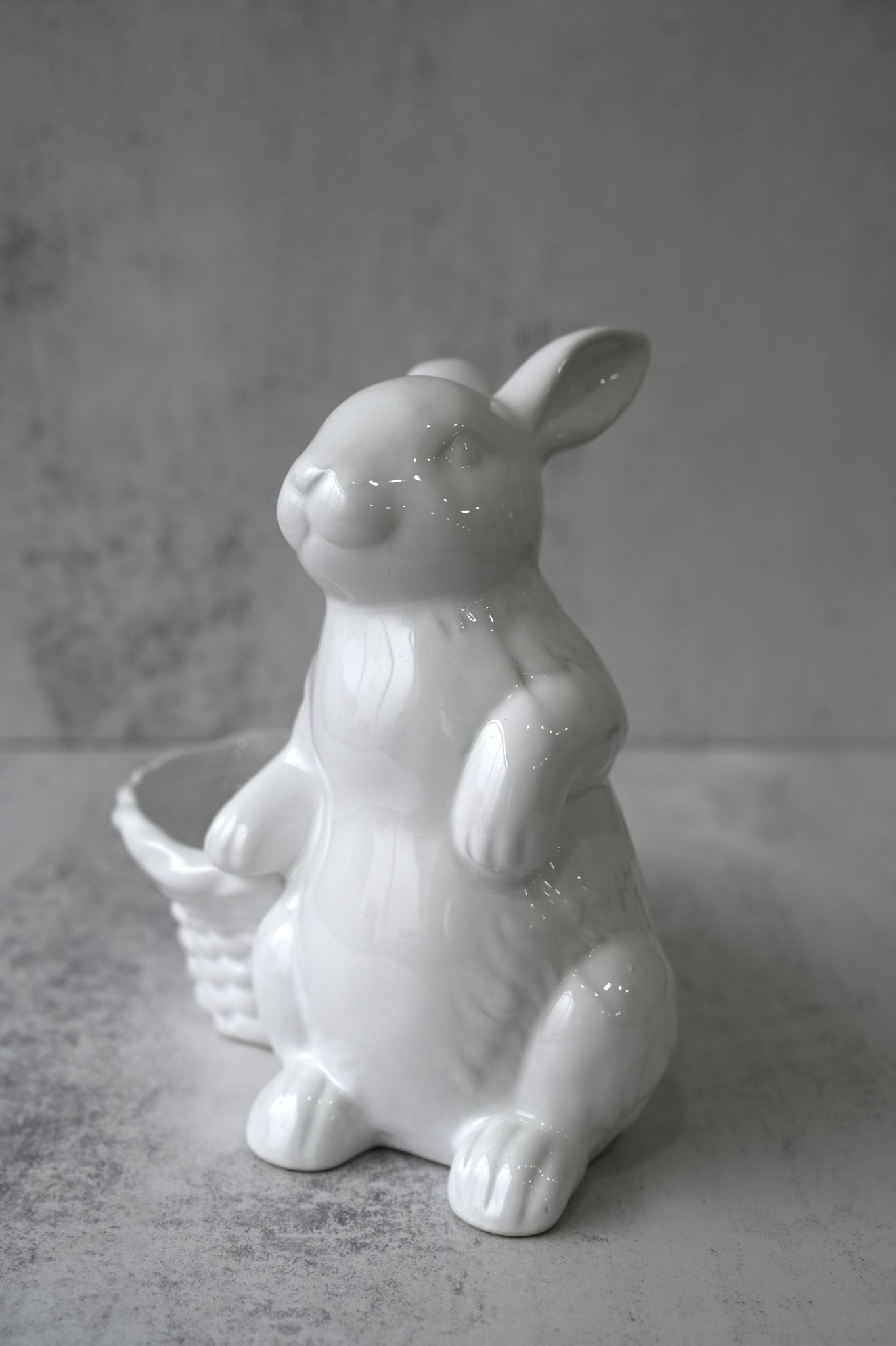 Large White Porcelain Easter Bunny Decoration - Forward Facing