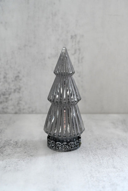 LED Glass Christmas Tree Decorations | Antiqued Tabletop Style