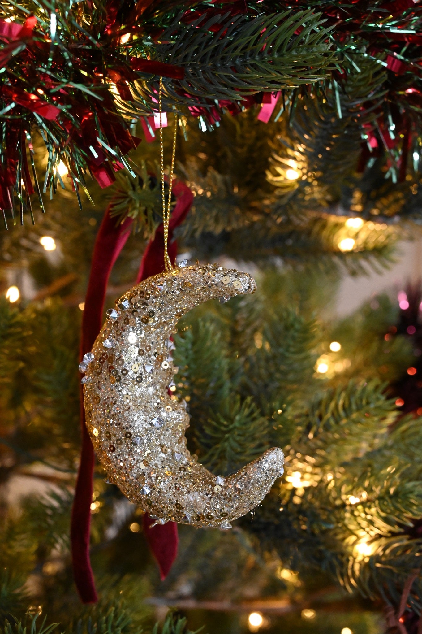 Gold Glitter Moon Decoration
