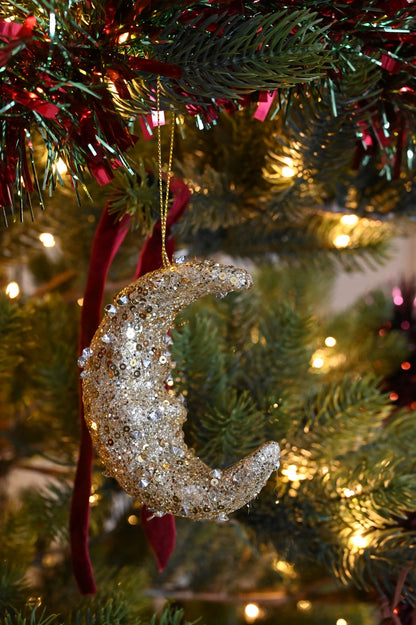 Gold Glitter Moon Decoration