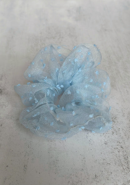 Blue Dotty Tulle Handmade Ballerina Scrunchie