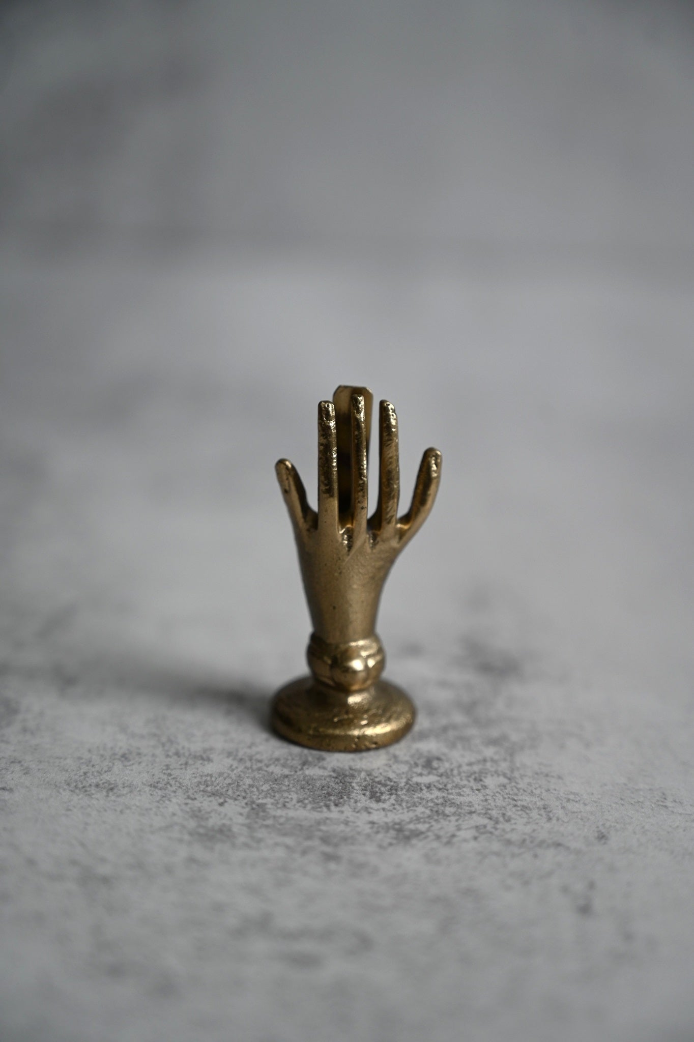 Tiny Hand Brass Card Holder