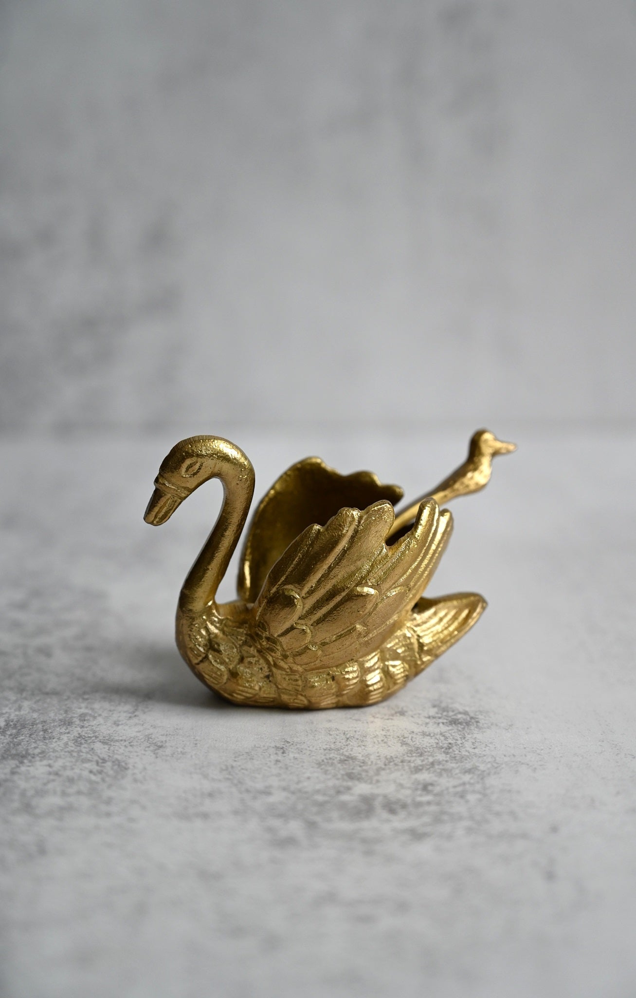 Brass Swan Salt Cellar with Spoon