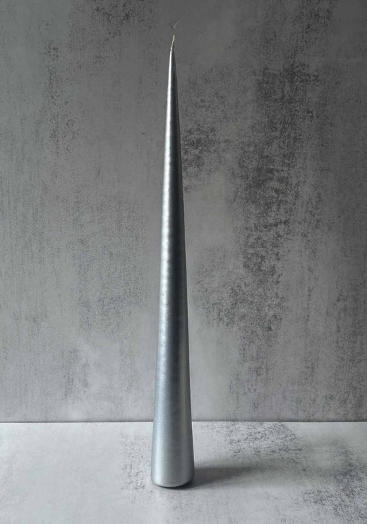 92 Silver Metallic Cone Candle