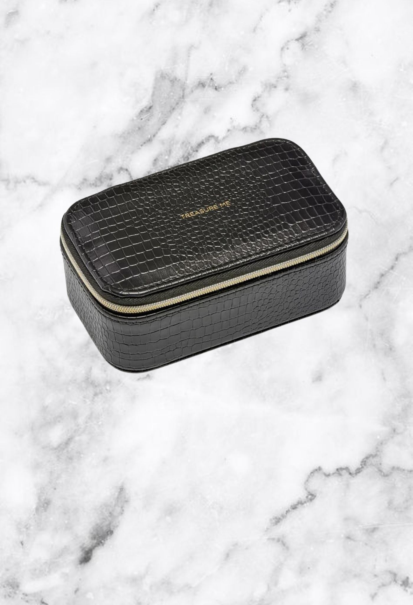 Small Black Croc Jewellery Case