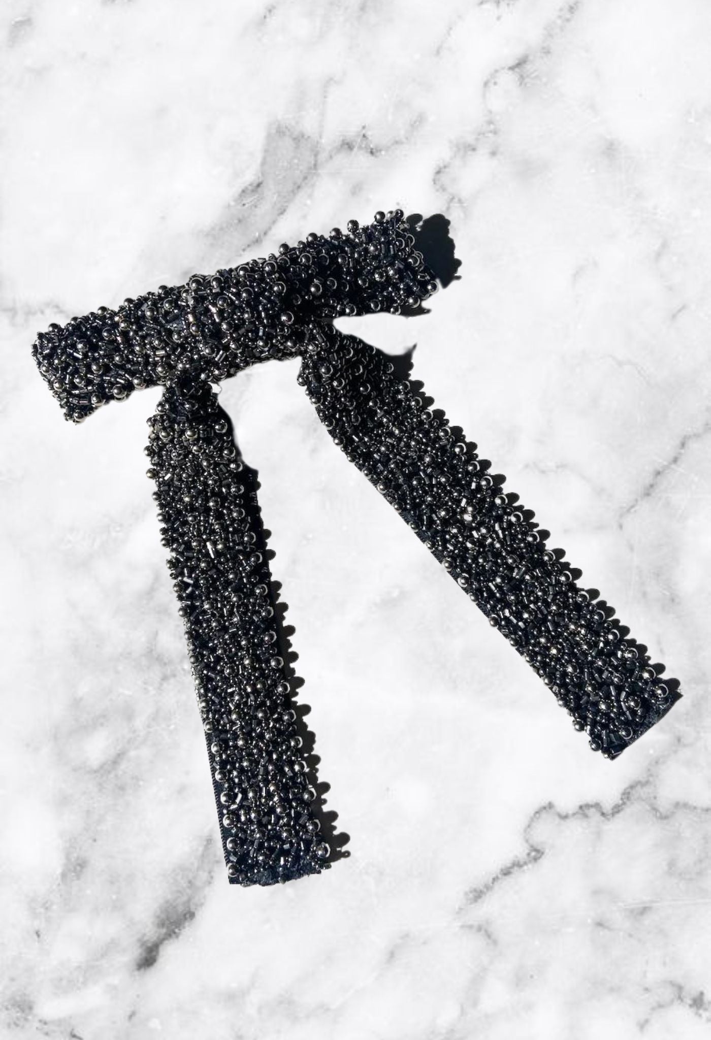 Black Embellished Hair Bow Clip