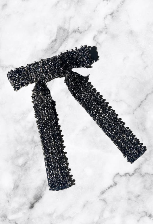 Black Embellished Hair Bow Clip