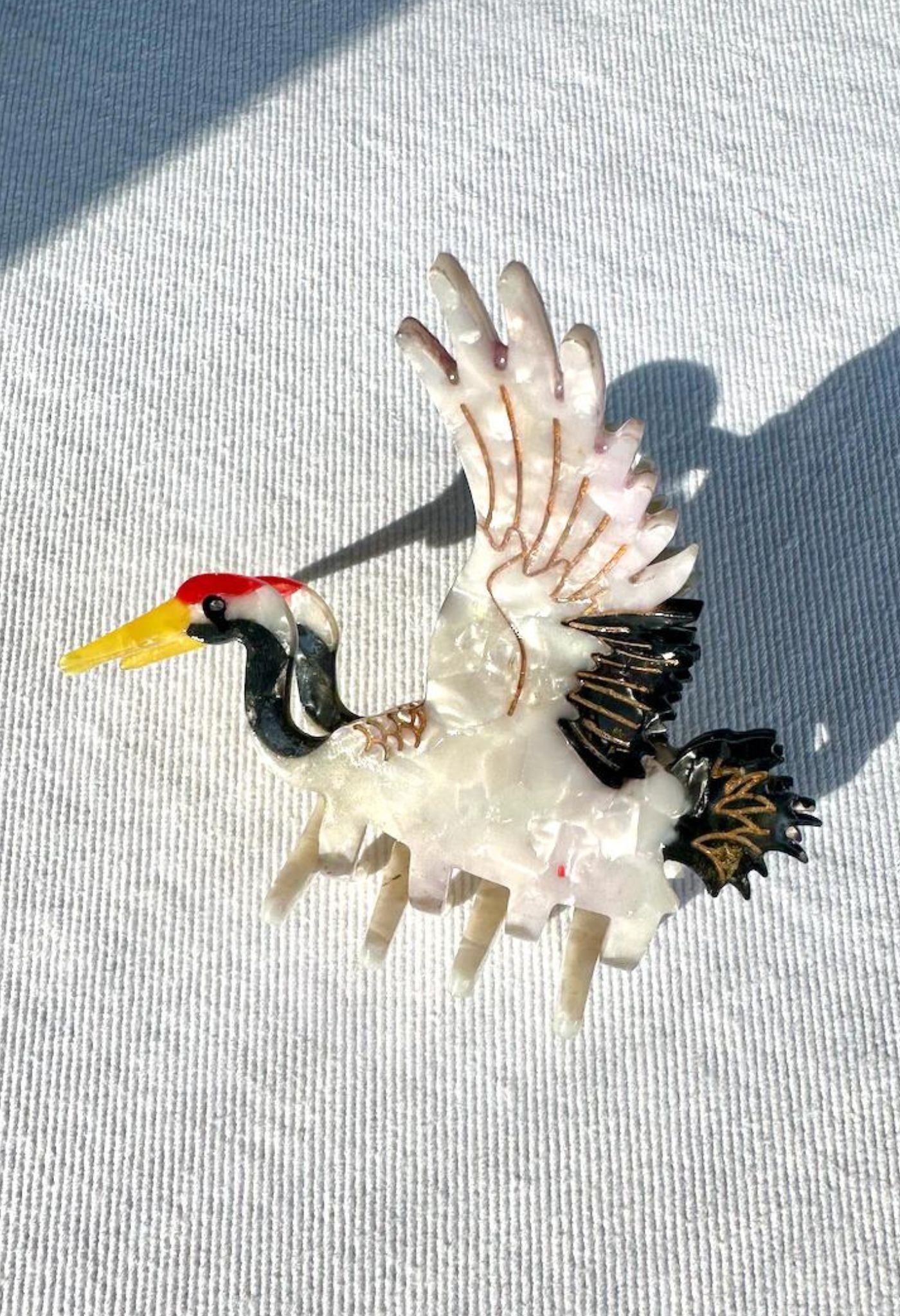Hand Painted Crane Hair Claw