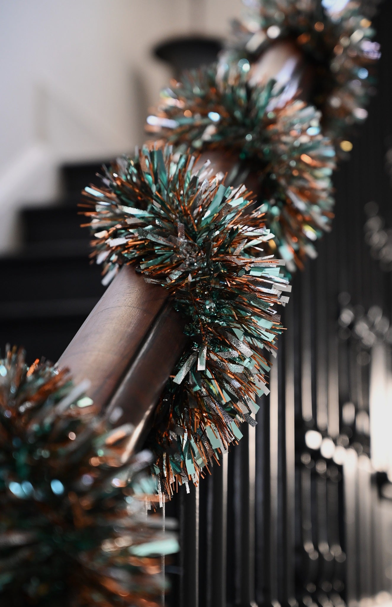Chunky Teal & Copper Tinsel