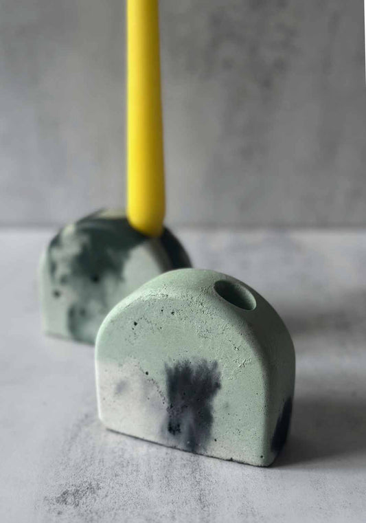 Green Arch Concrete Candle Holder