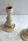 White & Red Pearl Glaze Candle Holder