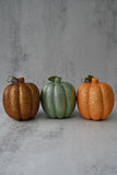 Set of Three Tall Glittery Pumpkins