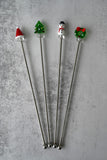 Set of Four Christmas Cocktail Stirrers