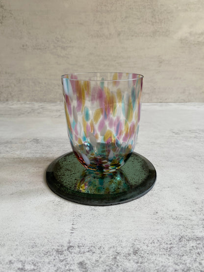 Set of Four Hand-Gilded Bevelled Mirror Coasters with Distressed Finish