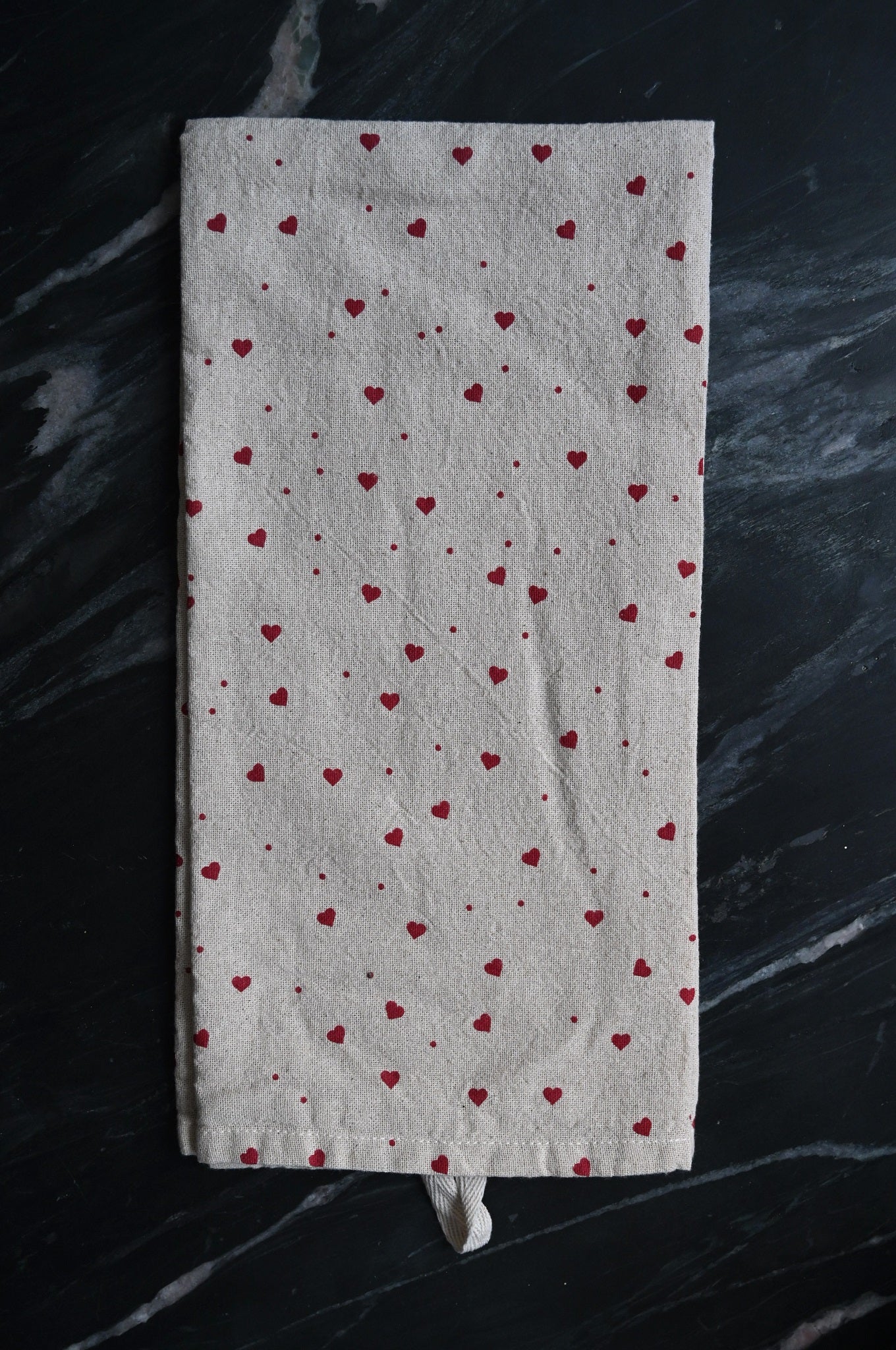 Red Hearts Cotton Tea Towel