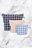 Set of Three Gingham Pouches