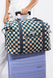 Teal & Beige Checkerboard Weekend Bag