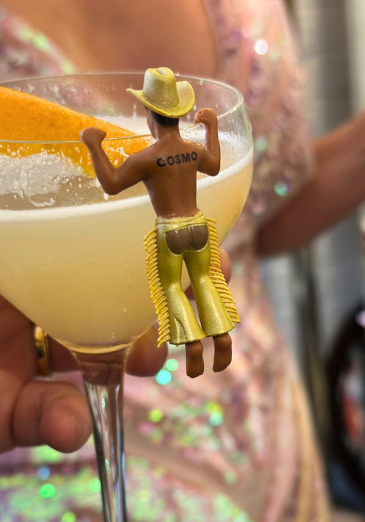 Set mit vier Getränkemarkern im Disco-Cowboy-Stil 