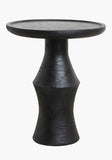 Round Black Hourglass Wooden Side Table