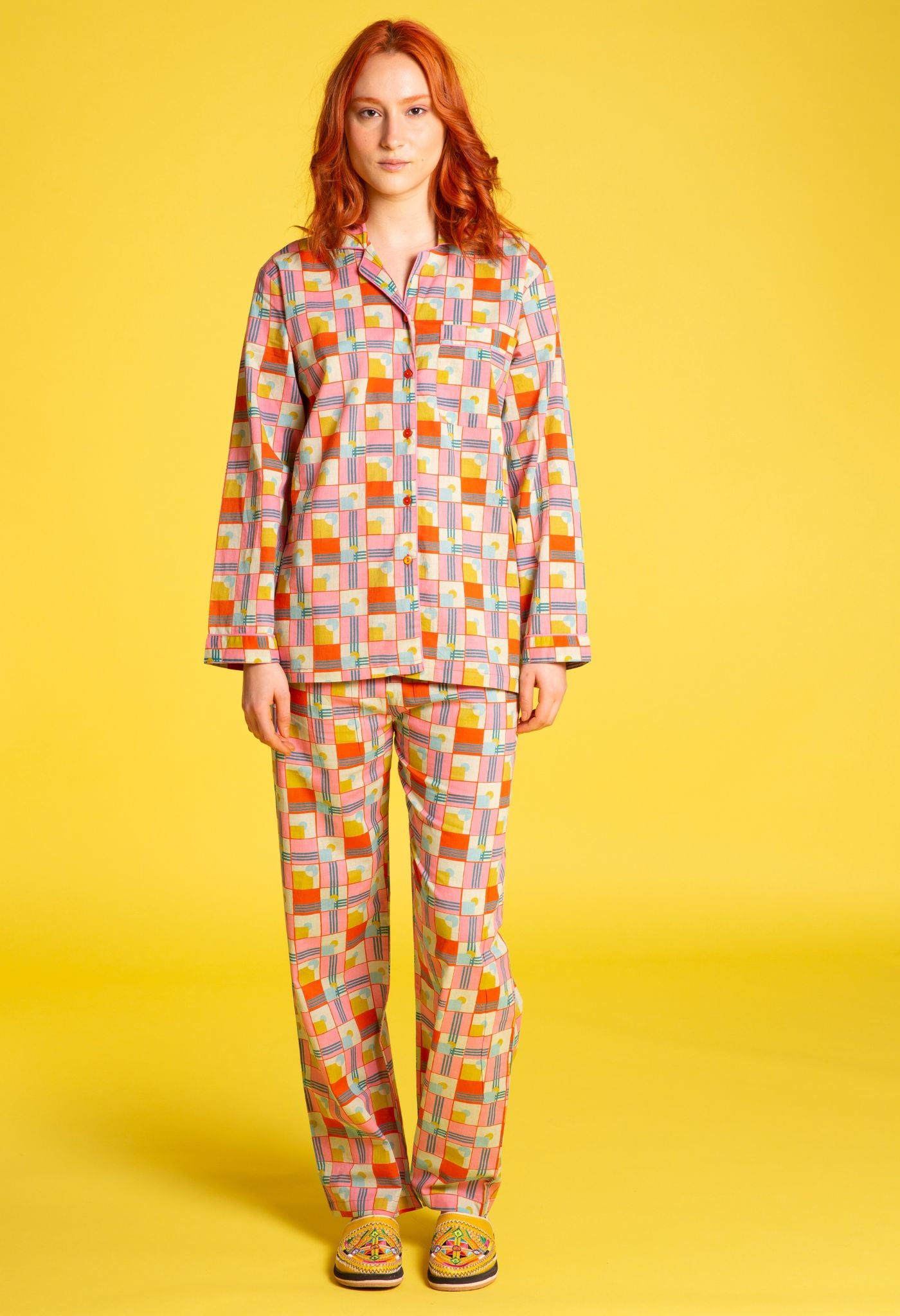 Aberdeen Orange Printed Cotton Pyjama Set