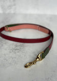 Tricolour Red Lish Leather Dog Lead