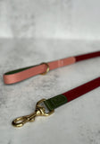 Tricolour Red Lish Leather Dog Lead