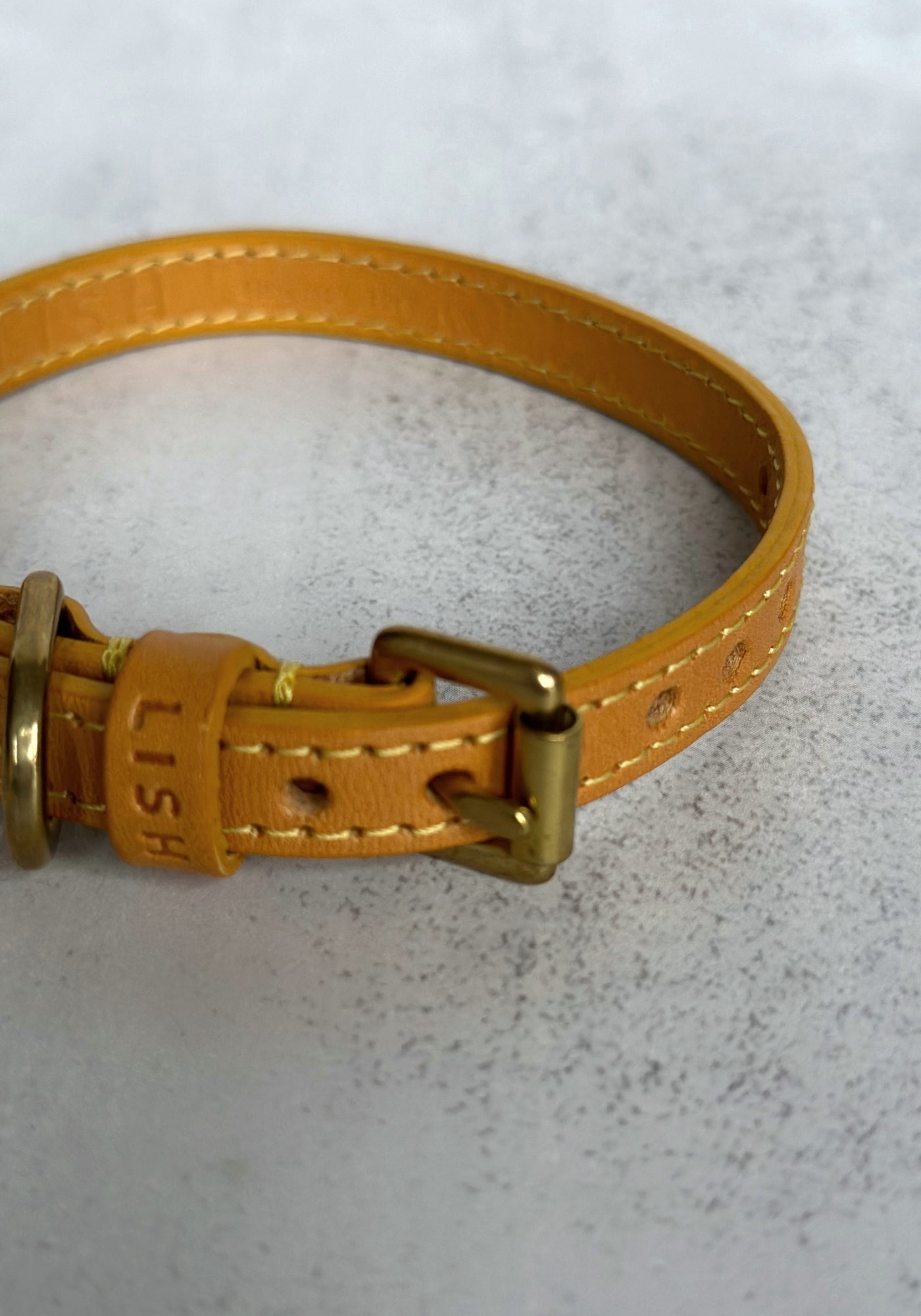 Large Mustard Leather Dog Collar by Lish