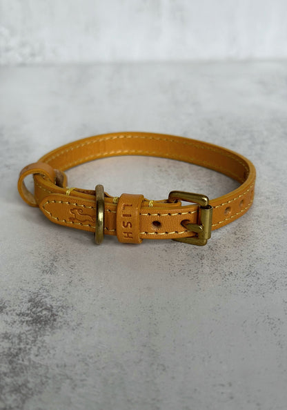 Large Mustard Leather Dog Collar by Lish