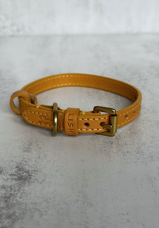 Large Mustard Leather Dog Collar by Lish