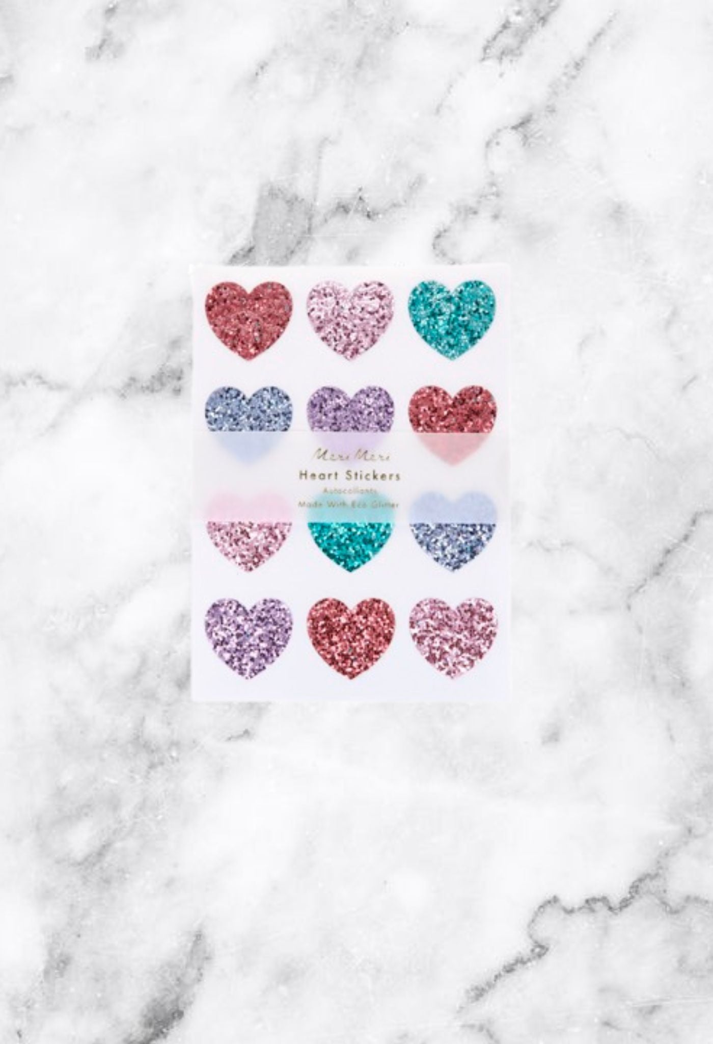 Eco Glitter Heart Stickers