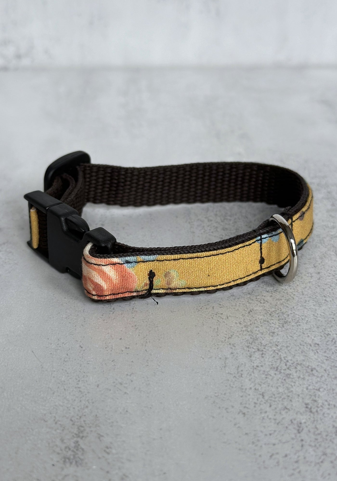 Extra Small Yellow Floral Handmade Webbing Collar