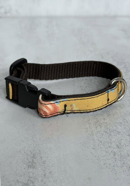 Extra Small Yellow Floral Handmade Webbing Collar