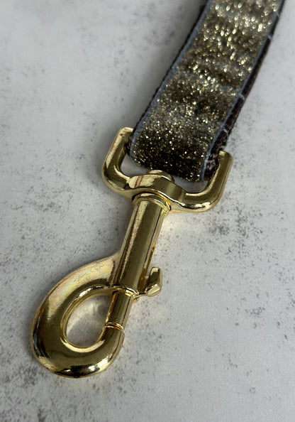 Grey Glitter Velvet Dog Lead