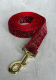 Christmas Red Glitter Velvet Dog Lead