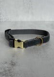Smoke Grey Medium Washable Velvet Dog Collar