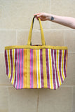 Pink and Yellow Striped Large Market Bag