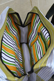 Green and Orange Striped Square Market Bag