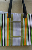 Green and Orange Striped Square Market Bag